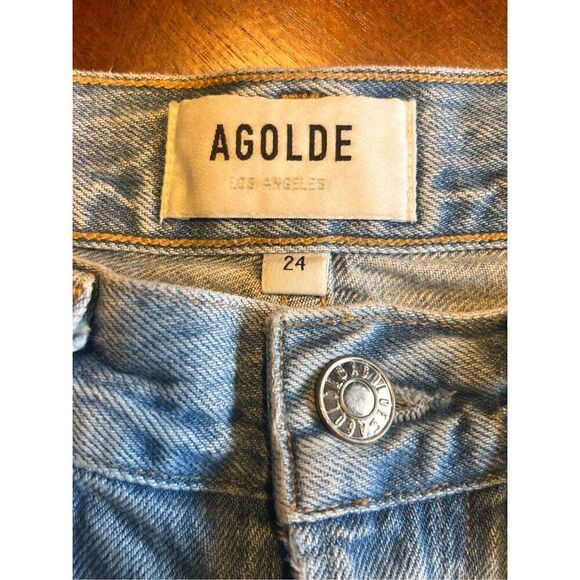 Agolde Riley high rise light wash distressed button fly jeans 24 (0) - Picture 7 of 7